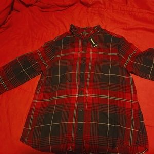 Express red & black flannel with ruffled collar